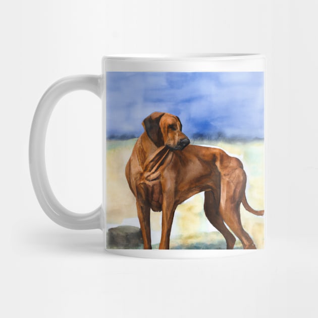 Rhodesian Ridgeback Watercolor Painting - Dog Lover Gifts by Edd Paint Something